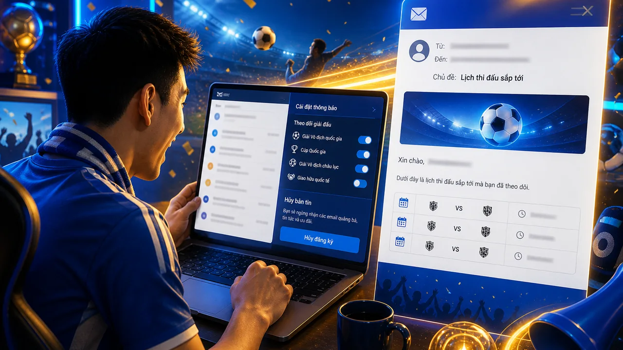 Nhận email lịch đấu? Cách kiểm tra và tắt email thể thao từ 789f