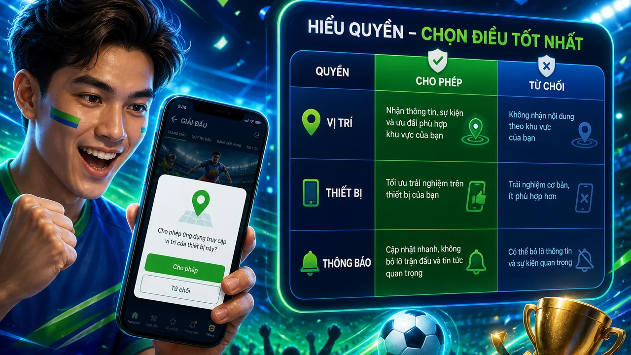 Xem một giải đấu yêu thích: 789f có cần quyền vị trí không?
